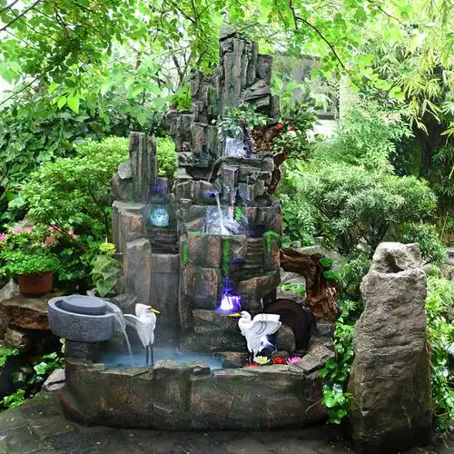 庭院中式假山喷泉盆景摆件阳台客厅家居装饰品门厅植物招财奇聚淘_不