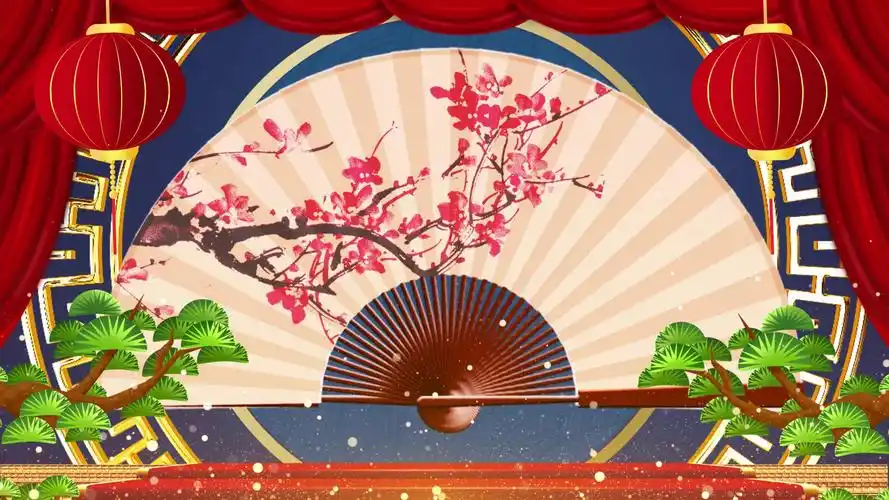 4k中国风新年戏曲舞台背景视频_3840x2160_高清视频素材下载(编号