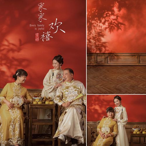 婚纱摄影秀禾古装影棚室内个性创意写真艺术感亲子照家庭一家三口约拍