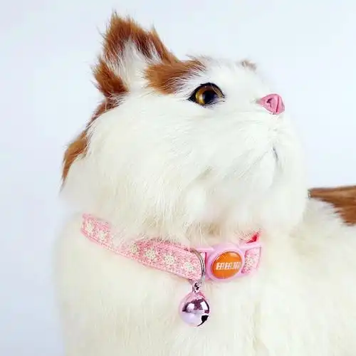 田田猫可爱夜光防丢带铃铛安全扣织带猫项圈猫颈圈防窒息猫咪用品粉色
