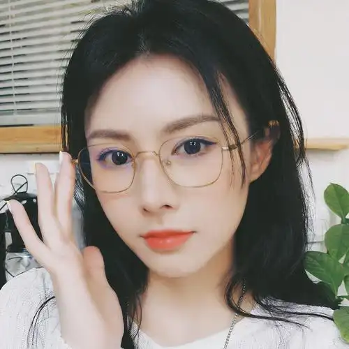 多边形金丝小框纯钛平光镜复古眼睛框镜架防辐射抗蓝光眼镜女小脸