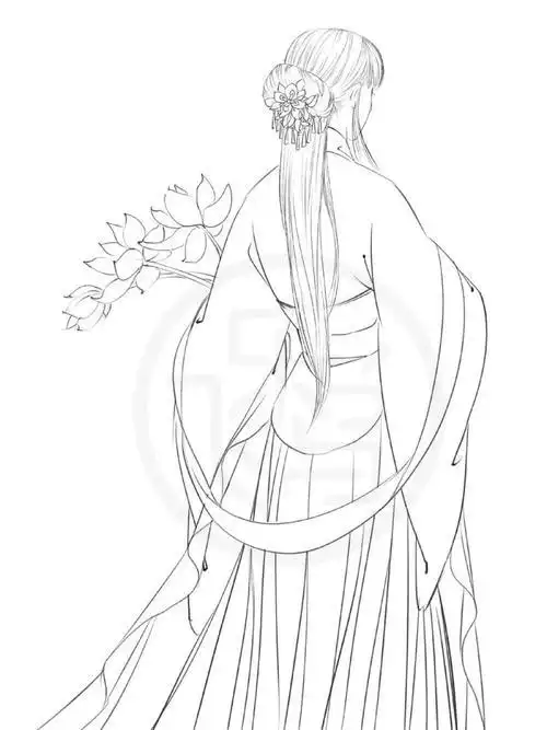 动漫人物简笔画古风女