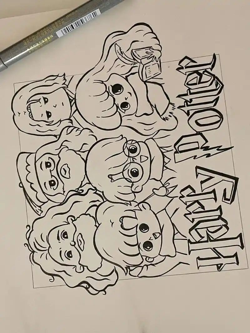 哈利波特简笔画～q版卡通手绘 昨晚跟今天下午都是直播这个图的绘画