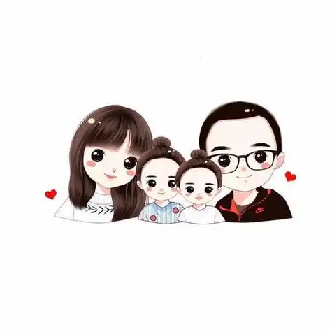 幸福一家四口图片手绘头像设计你喜欢吗