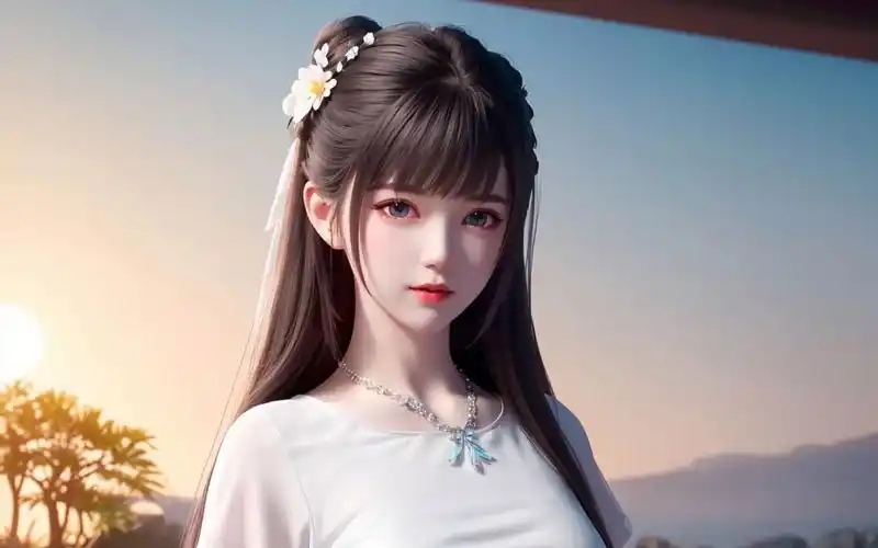 国漫女神4k高清壁纸:白裙如雪的小姑妈萧泠汐,甜美的容颜醉人心魂