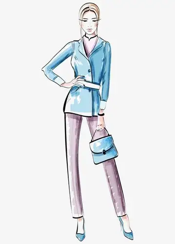 免扣元素_ 手绘卡通小西装时尚美女 _图片素材下载