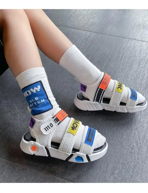 比心鸭童鞋夏季男童露趾凉鞋男孩休闲沙滩鞋中小学生软底凉鞋blqc100