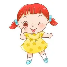 线条风调皮做鬼脸的小女孩