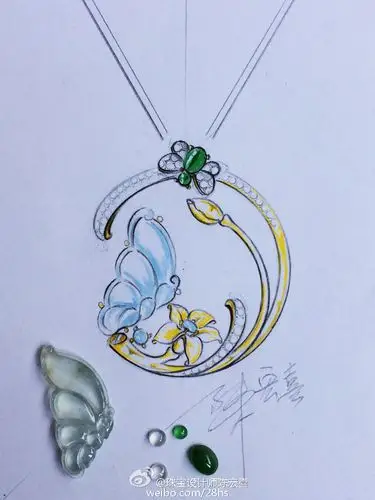 首饰,手绘,线稿,上色