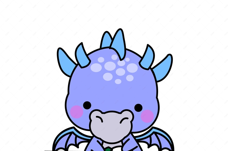 手绘插画q版可爱的小飞龙洗碗