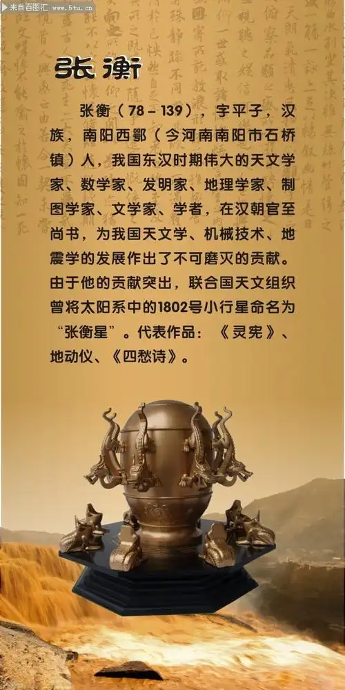 古人简介挂图张衡生平简介图片