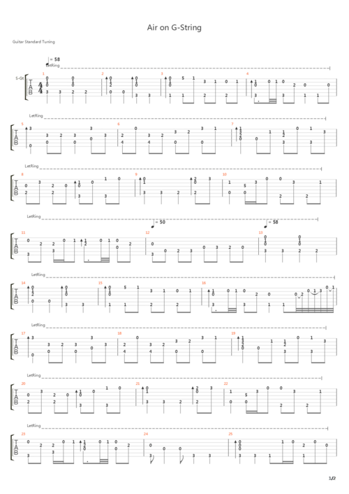 aria sul g(g弦上的咏叹调)吉他谱