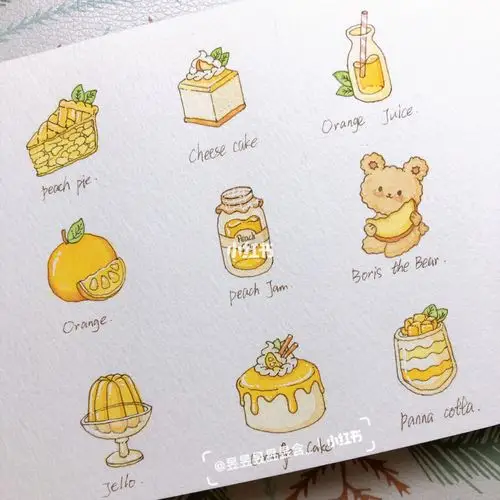 水彩| 黄色系99迷你甜品90附步骤图_水彩画_甜品_黄色系_教程