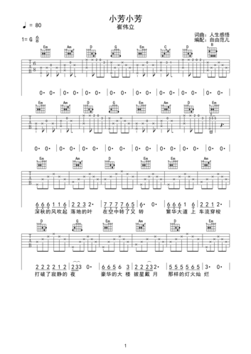 崔伟立小芳小芳吉他谱
