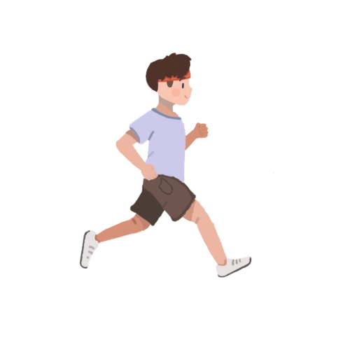 青年节日式手绘卡通跑步男青年png