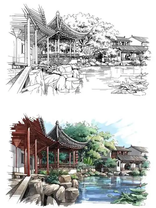 古典园林手绘表达