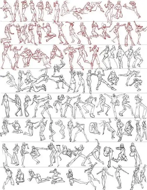人物动作多种动作漫画动作线稿