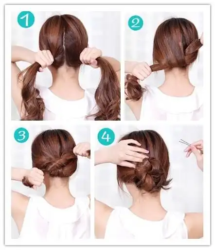夏季简单盘发方法改变尴尬中长发扎法