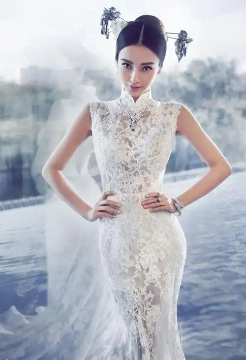 网曝angelababy古装婚纱大片 高贵性感