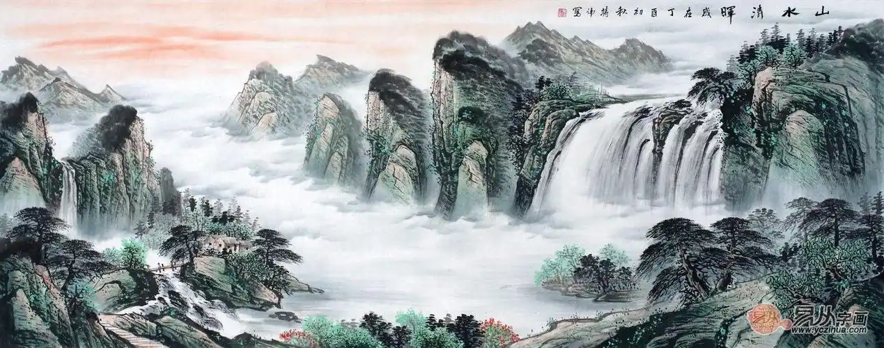 当代实力派画家蒋伟风水山水画系列,带你一饱眼福