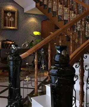 2020复式楼铁艺楼梯扶手装修设计效果图欣赏