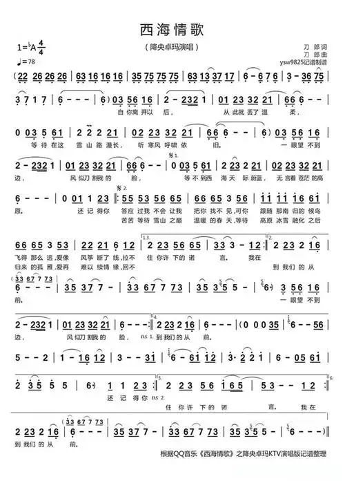 西海情歌(降央卓玛演唱)