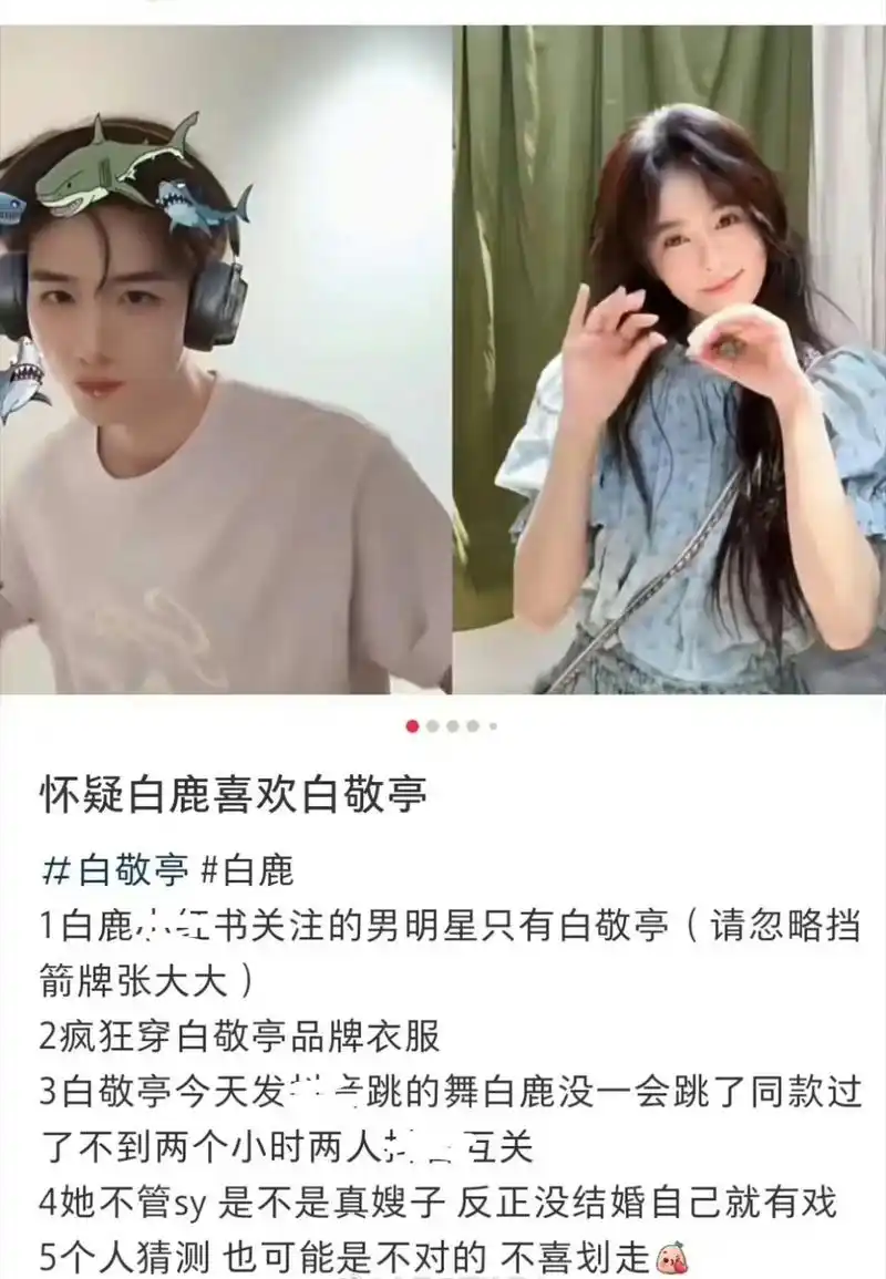 跟宋轶恋爱后不能跟其他女星互动了?白敬亭关注白鹿惹网友吐槽