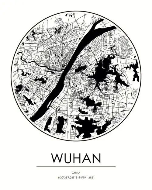 圆形线描地图湖北城市系列头像自取