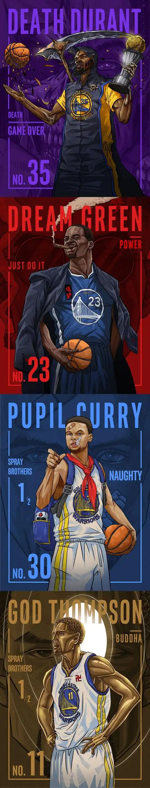 nba勇士队插画海报,原创作品 - 手机版