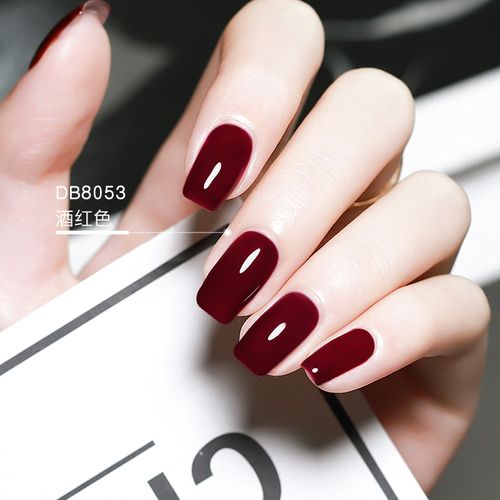 db车厘子酒红色指甲油秋冬色无味防水豆沙色南瓜色显手白的美甲