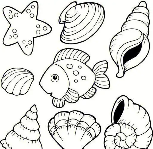简笔画海底世界的彩色教程海洋小动物图片海底世界简笔画鲨鱼的图片