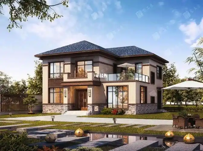 二层简洁大气实用新中式自建房别墅图纸