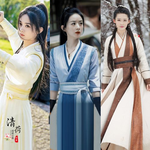 影视剧有翡赵丽颖李沁同款古装侠女剑客服女士骑马女汉服演出服装