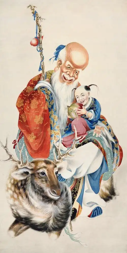 0215 福禄寿喜图 立轴 纸本