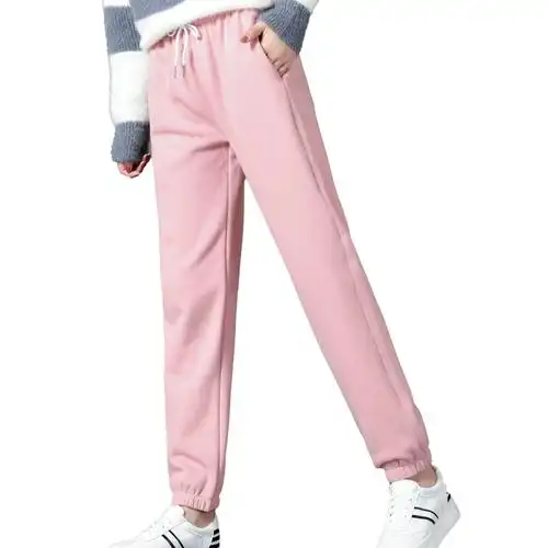 女宽松运动休闲小脚裤女装女秋冬款卫裤秋冬保暖松紧腰加绒运动裤