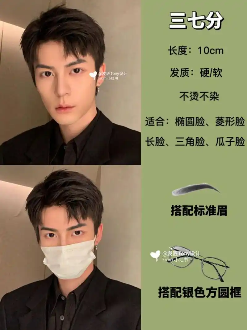 三七分/男生发型推荐/根据脸型选发型 三七分,一九短侧分,三七侧背