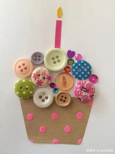 亲子小手工,家里纽扣别丢掉,一起做纽扣贺卡和纽扣画