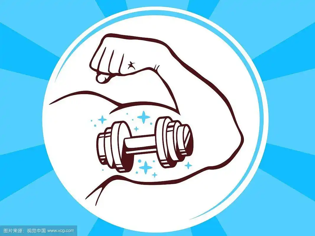 强壮的男人手与哑铃上的图标