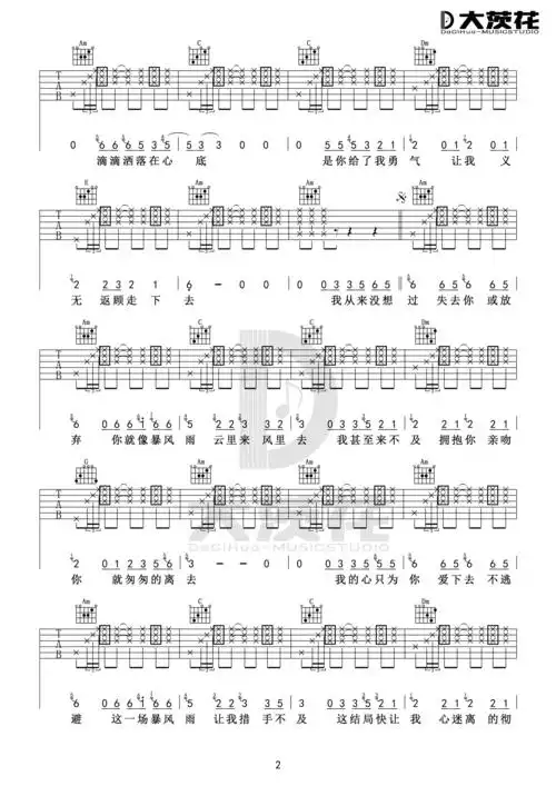 朱克- 爱的暴风雨 [弹唱] 吉他谱