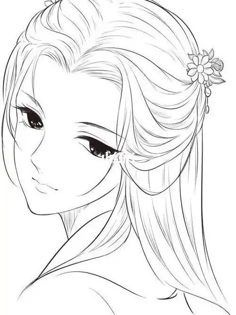 简笔画古风美少女简笔画图片古风美人简笔画可爱女子侧脸简笔画画画