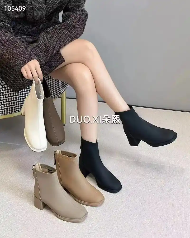 7815法式方头气质低跟短靴分享～  - 抖音