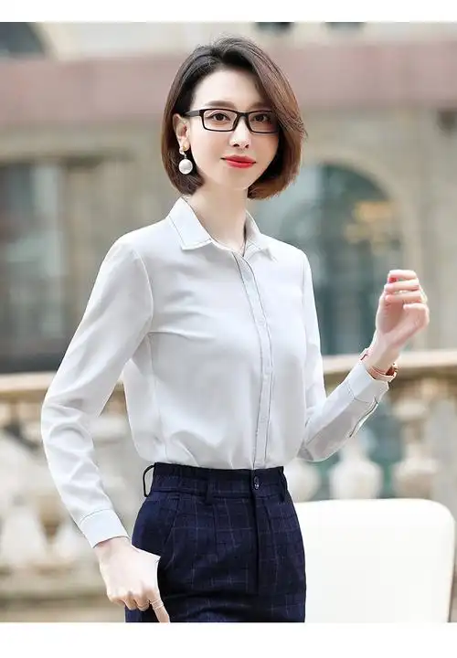 职业衬衫女长袖秋冬2019新款气质百搭免烫上衣加绒加厚衬衣工作服