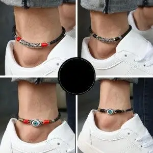 马嘉祺同款脚链红绳转运男士脚链黑绳男生潮红脚绳男时尚手工编织