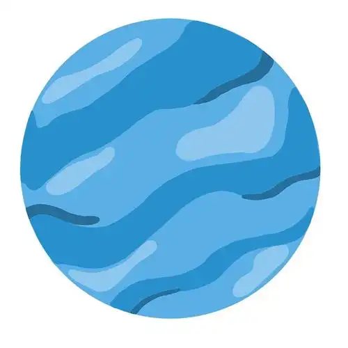 蓝色卡通星球与条纹孤立的白色背景图片