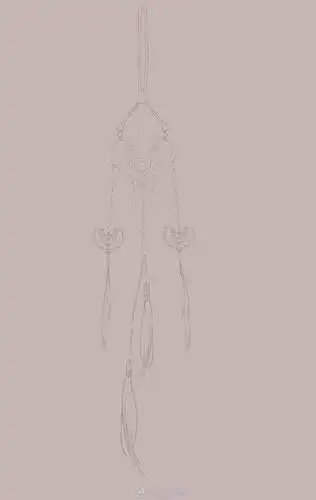 古风金属配饰设计饰品线稿配色练习