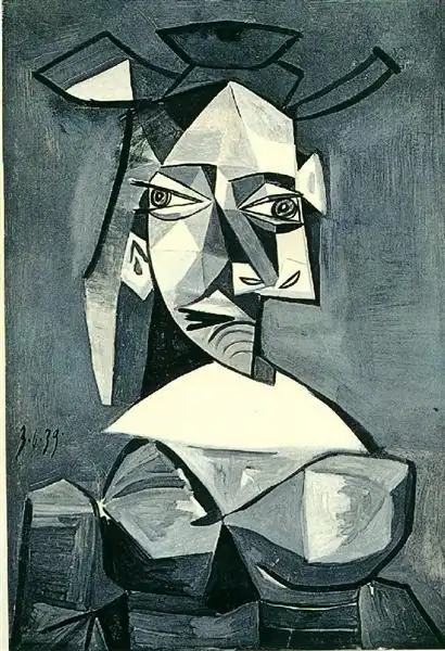 毕加索pablo picasso创作年代:1939风格:立体主义体裁:肖像画材质:布