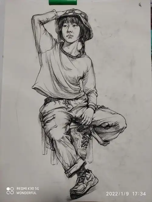 速写人物照片写生