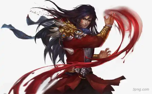 3d角色男性红袍战士png素材透明免抠图片-其他元素