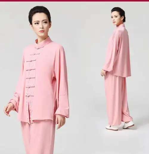 武极堂新品同款春秋晨练水晶麻绣花针织长袖女刺绣团队比赛太极练功服