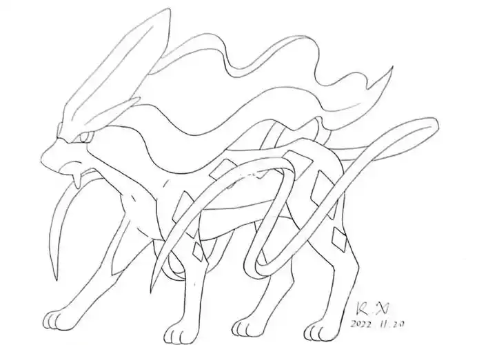 手绘线稿宝可梦水君,三只神兽都齐了接下来是上色了#零基础学画画